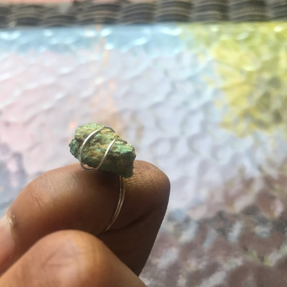 Rough Arizona turquoise SS ring